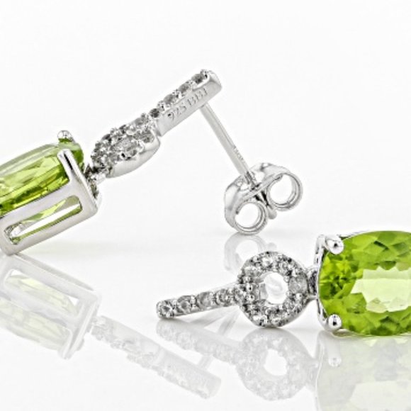 NEW Green Peridot Over Sterling Silver Earrings - Picture 2 of 3